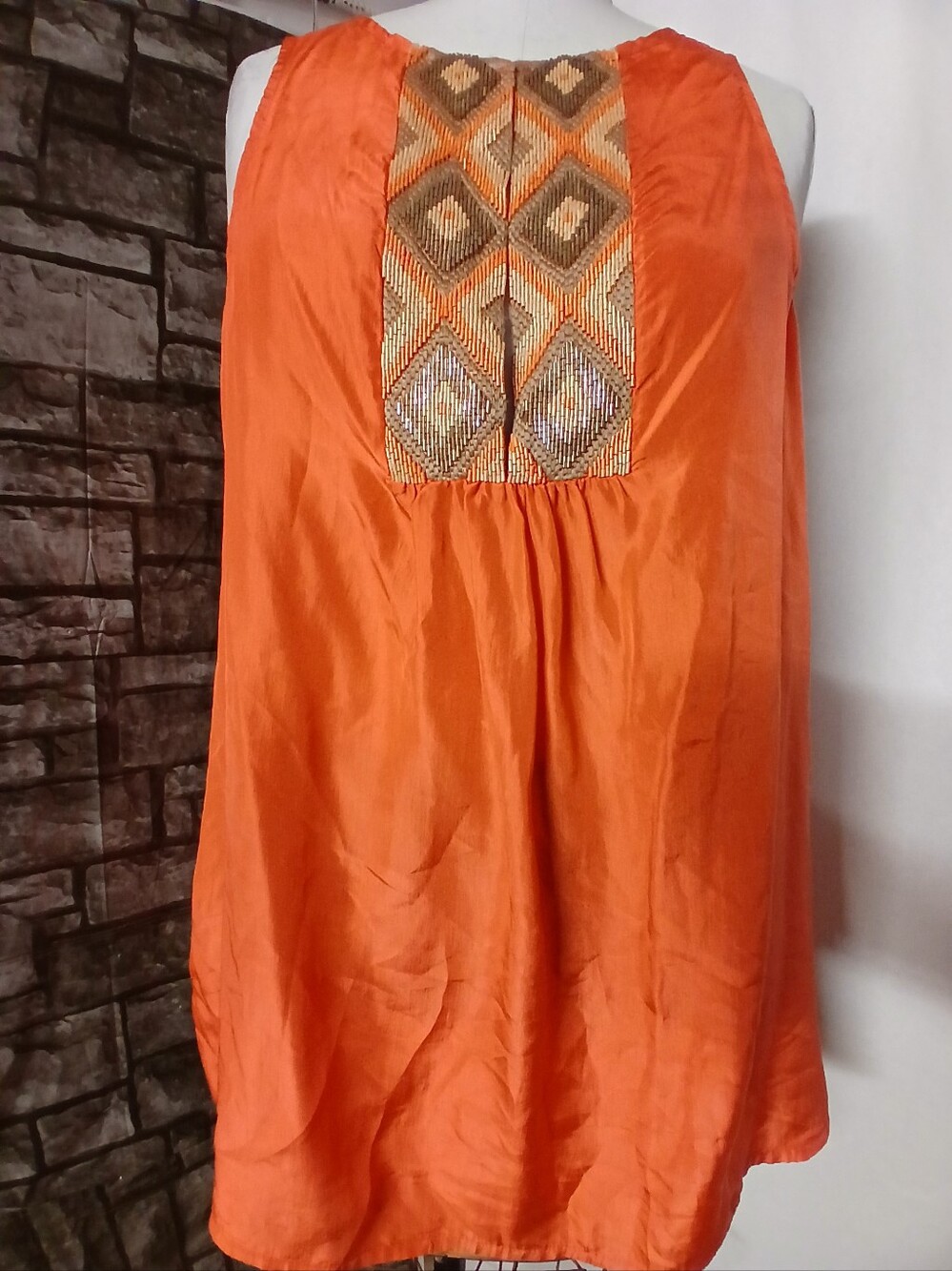 Calypso St. Barth Orange Beaded Sleeveless Camisole